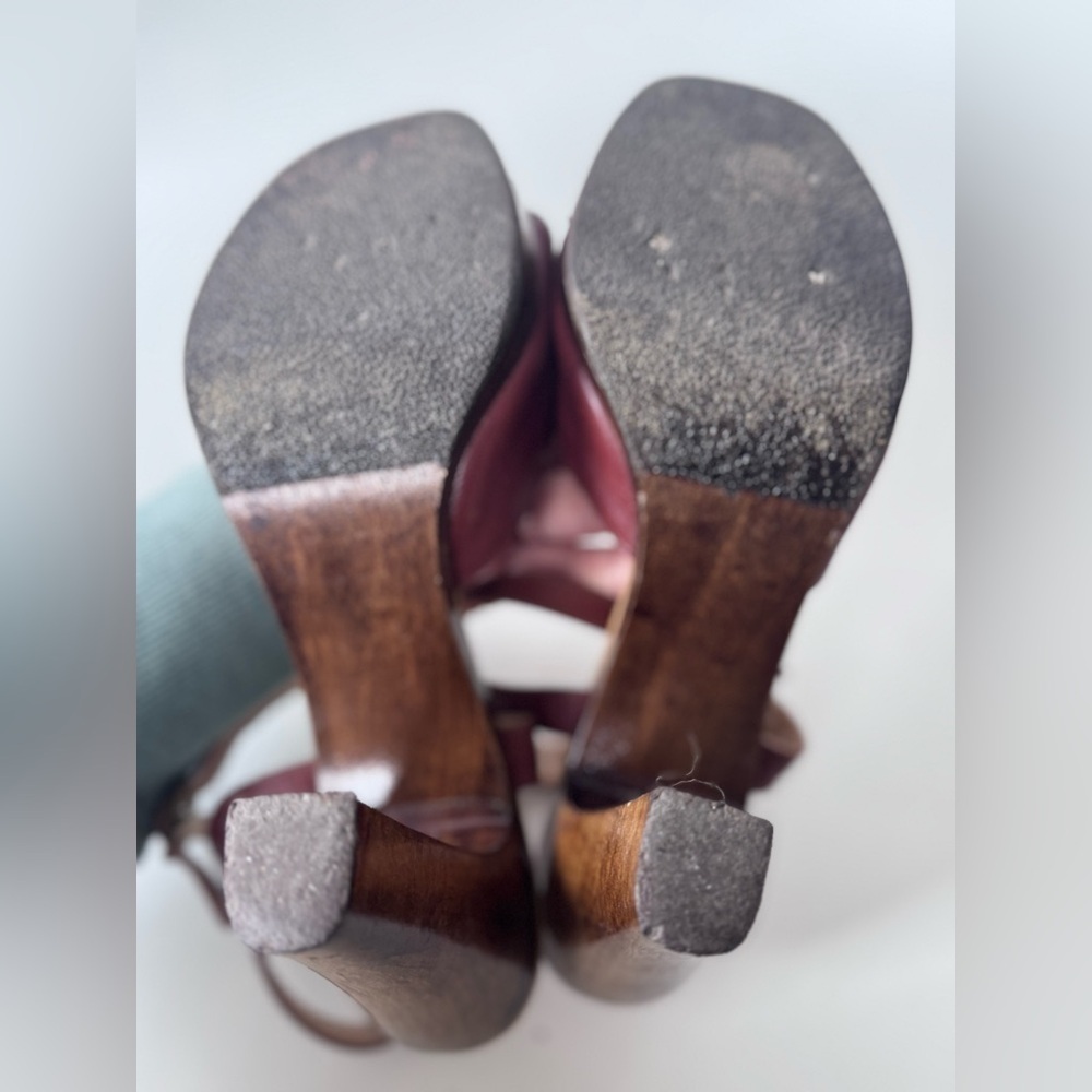 Vintage 70s California Magdesians Howe’s San Bernardino wooden Heel Sandals Shoe - Picture 7 of 12